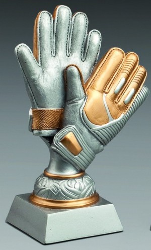 Fußball Pokal Trophäe Torwarthandschuhe 20 cm incl. Gravur auf Aluminium Gravurschild